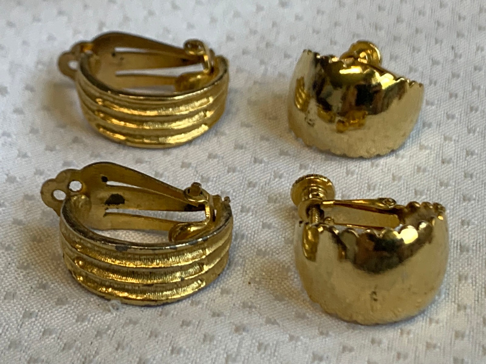 Vtg Clip-On Earring Lot Monet Sarah Coventry Avon Golden Faux Pearl / Gemstones
