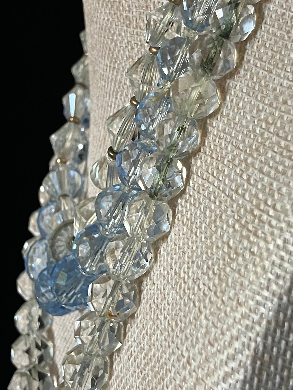 Vintage Faceted Crystal Glass Necklace Lot Cones Rounds FOR RESTRINGING UPCYCLE