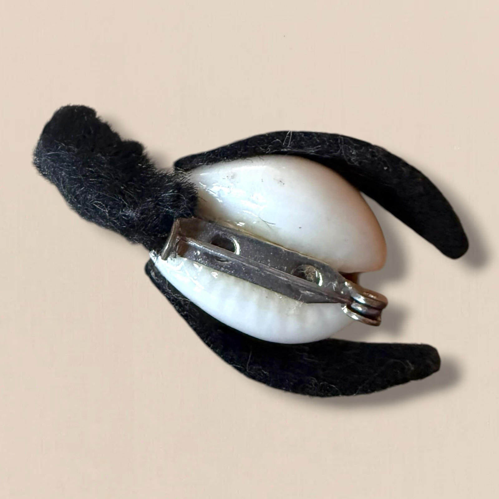 Dog Brooch Shell Handmade Vintage Souvenir Figural Pin Folk Art