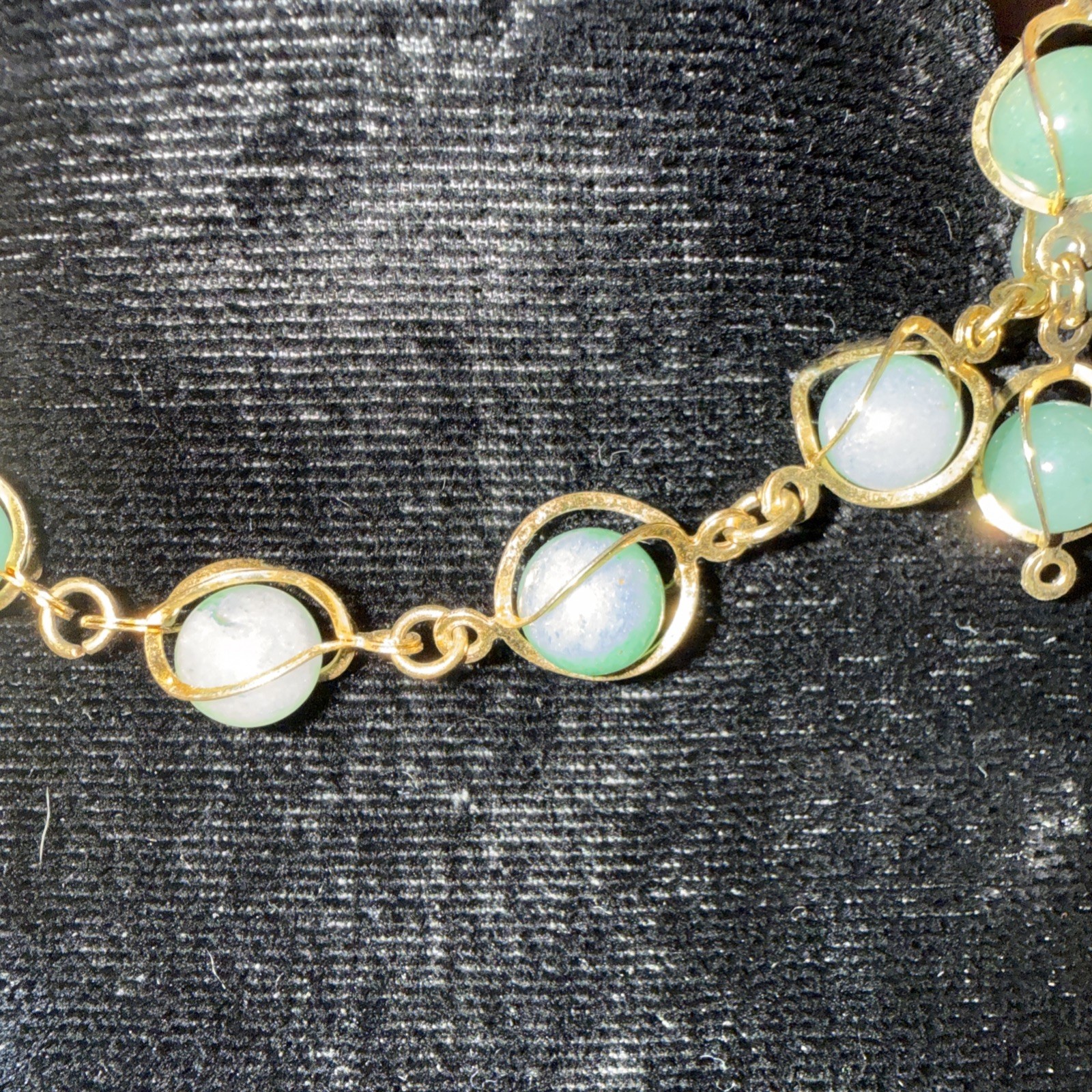 Amazing Vintage Gold Tone Cage Stone Necklace Bracelet Earring Set