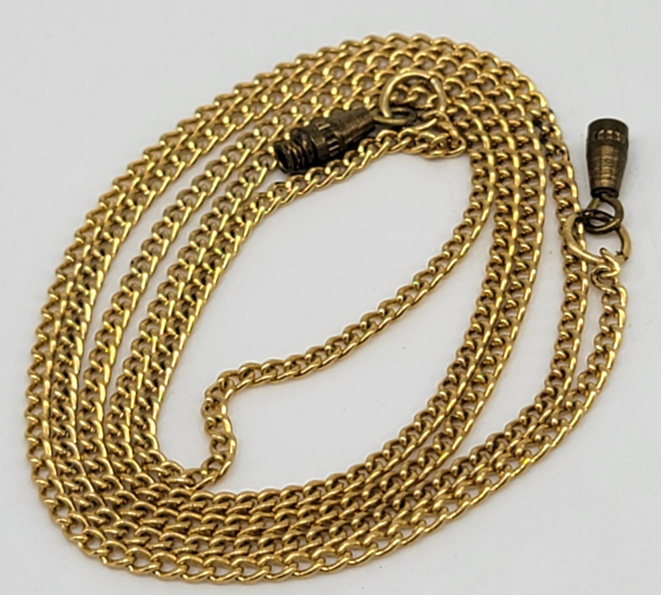 Gold Tone 23.5″ Thin Curb Link Chain Necklace Delicate Minimalist Barrel Clasp