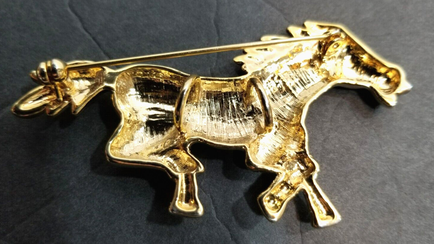 Vintage Silver and Gold Tone Running Horse Brooch Pin Pendant