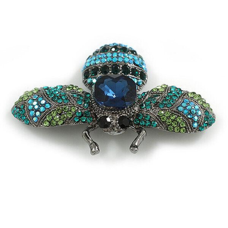Vintage Inspired Large Statement Crystal Bee Brooch Corsage Women Jewelry Gift