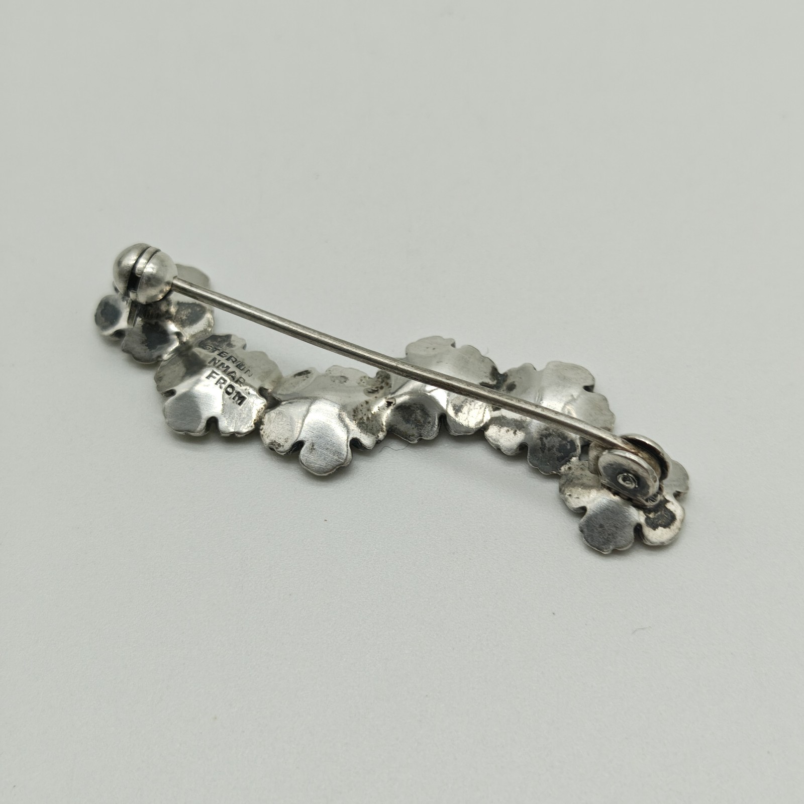 Niels Erik N E From Denmark Sterling Silver 925 Flower Bar Brooch Pin