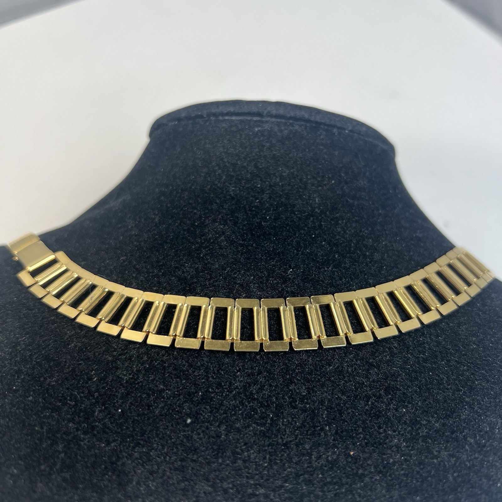 Vintage Gold Tone Bar Link Ladder Chain Bracelet