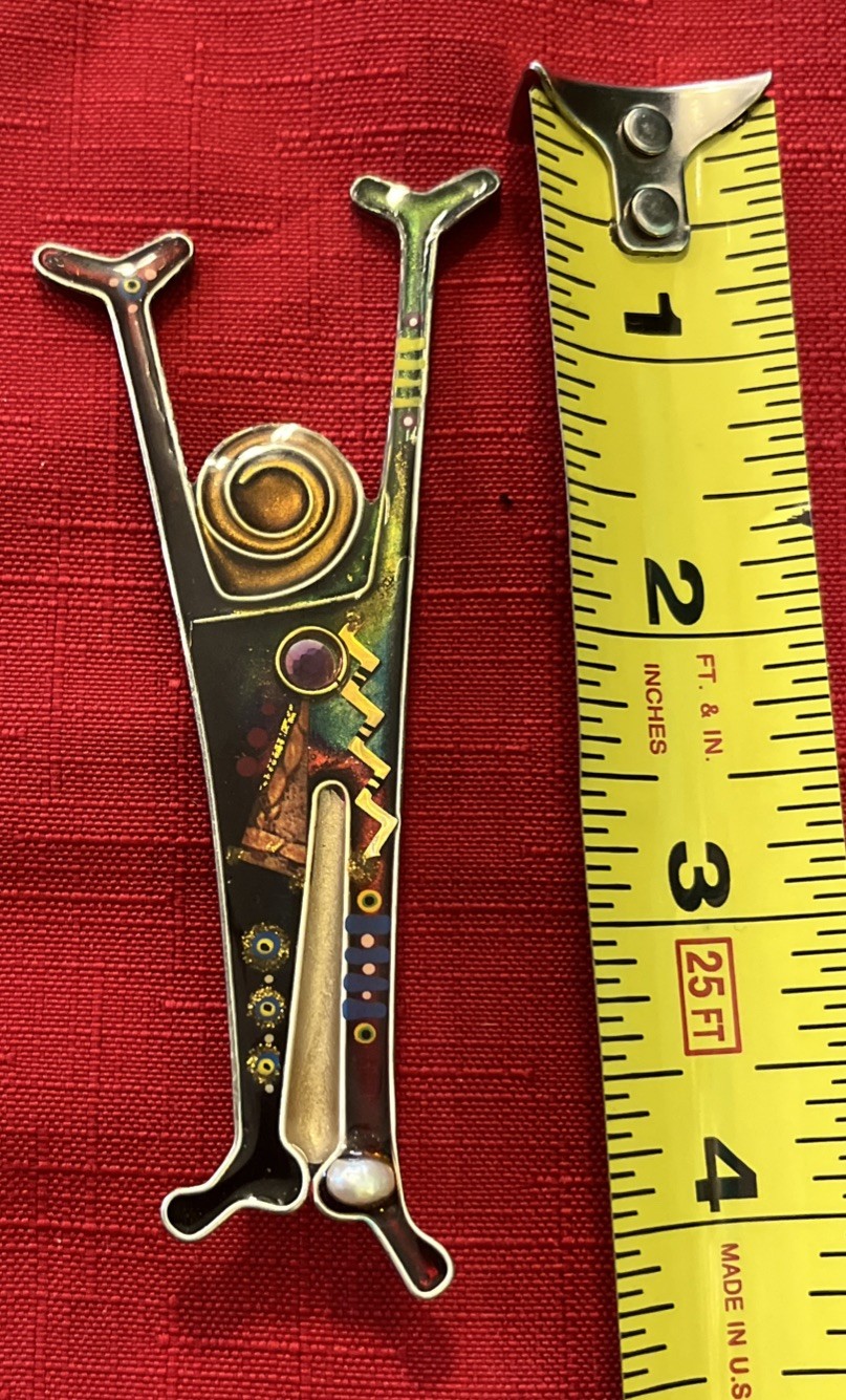 Yossi Steinberg Modernist Abstract Person Brooch Resin Retro Art Jewelry