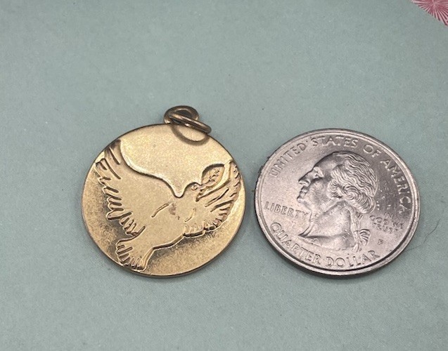 Vintage Dove Of Peace Ying Yang Medallion Double Sided Pendant Rare