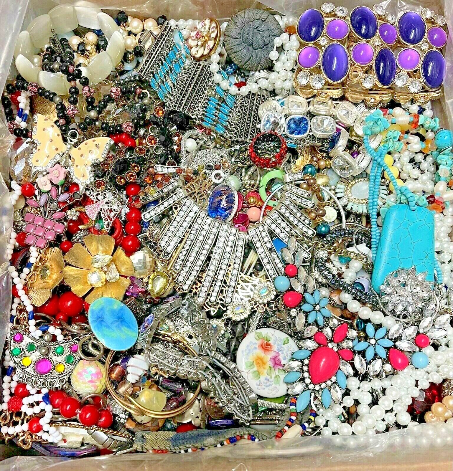 Jewelry Lot 7 Lbs Pounds Unsearched Junk & Wear Vintage & Mod Tangles Treasure