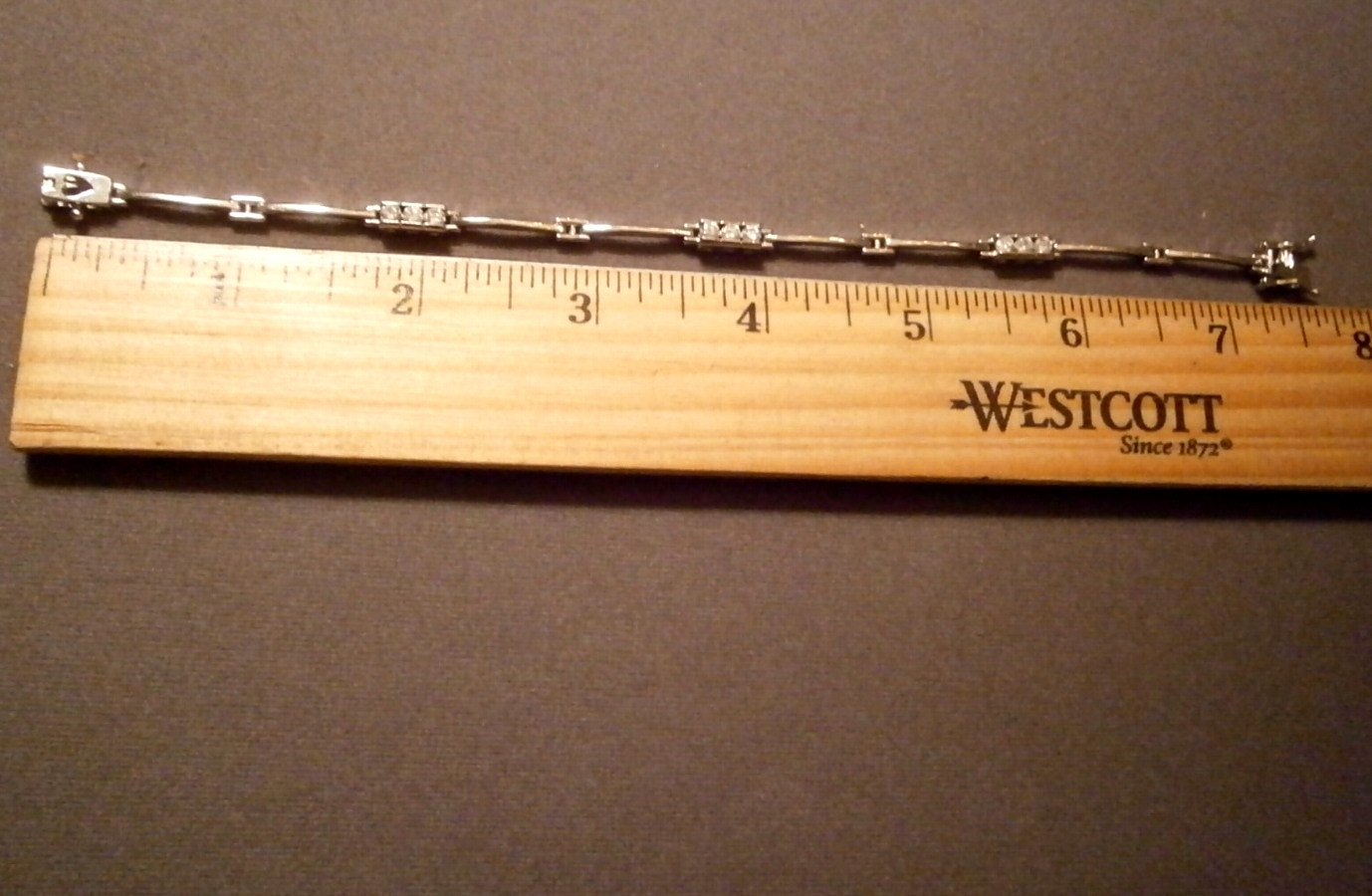 Vintage 925 Sterling Bar Link Crystal Stations Dainty Minimalist Bracelet 7.5″