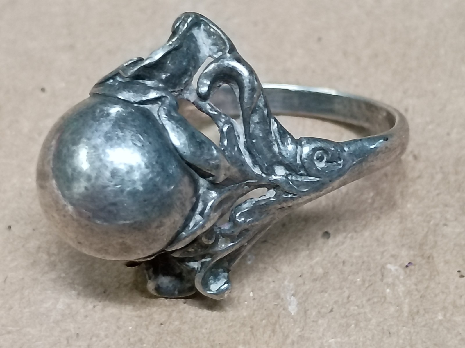 Jens Petersen Sterling Rose Poppy Flower Art Nouveau Ring 1900s Size 8