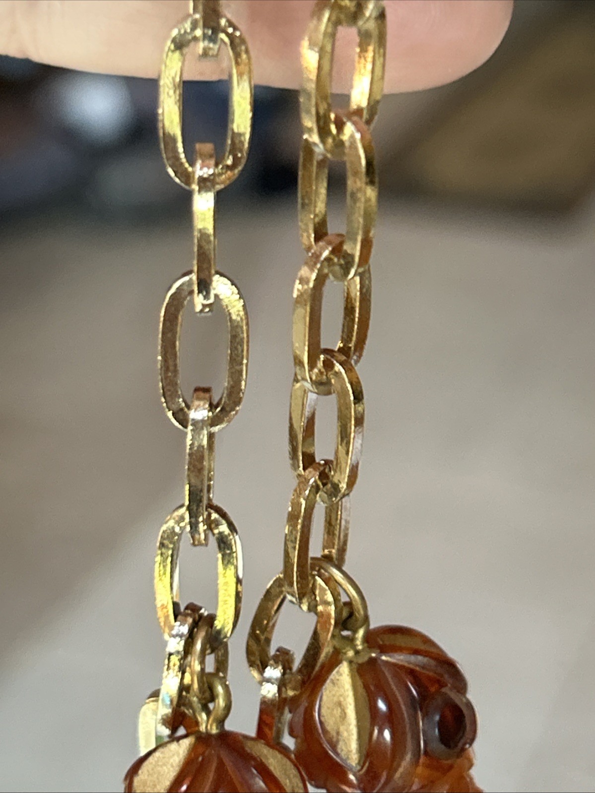 Vintage Test Bakelite Apple Juice Grape Clusters 24K Dipped Gold Plate Necklace