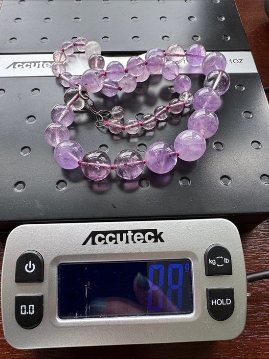 VTG Genuine Lavender Amethyst Graduated Bead Necklace 17-18″
