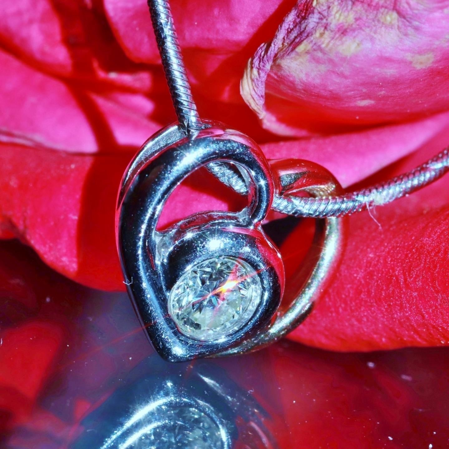 14k multi tone gold pendant 0.35ct natural diamond heart 18.0″ necklace 5.38gr