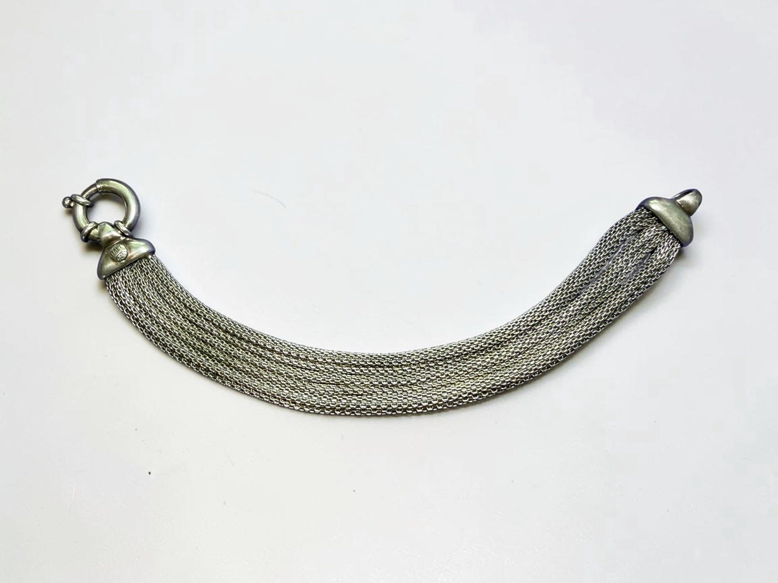 VTG Italy Popcorn 925 Sterling Silver 6 Strand Woven Mesh Bracelet 7.5″ 29g