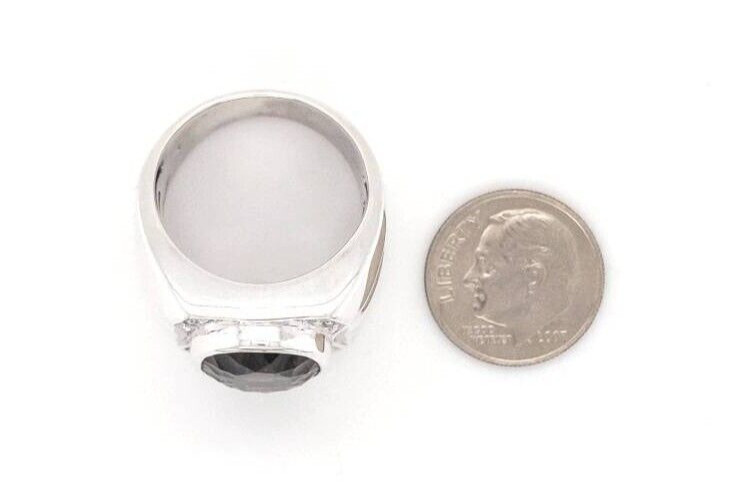 BROWN TOPAZ AND DIAMOND RING SIZE 10 STERLING SILVER 15 GRAMS MENS APPROX. 12 CT