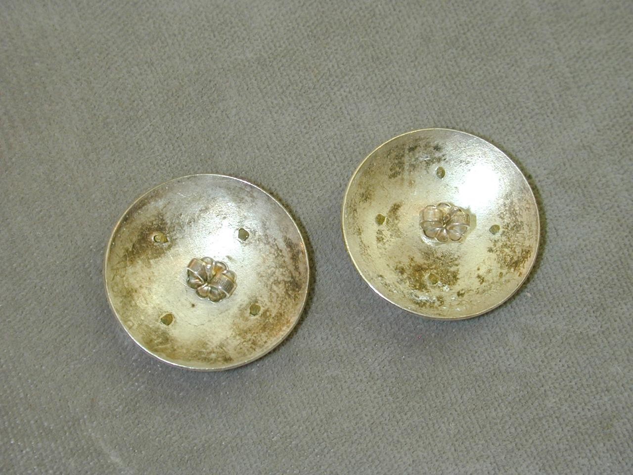 Gorgeous Signed Mixed Metal Artisan Earrings Sterling Gilt Gold Copper
