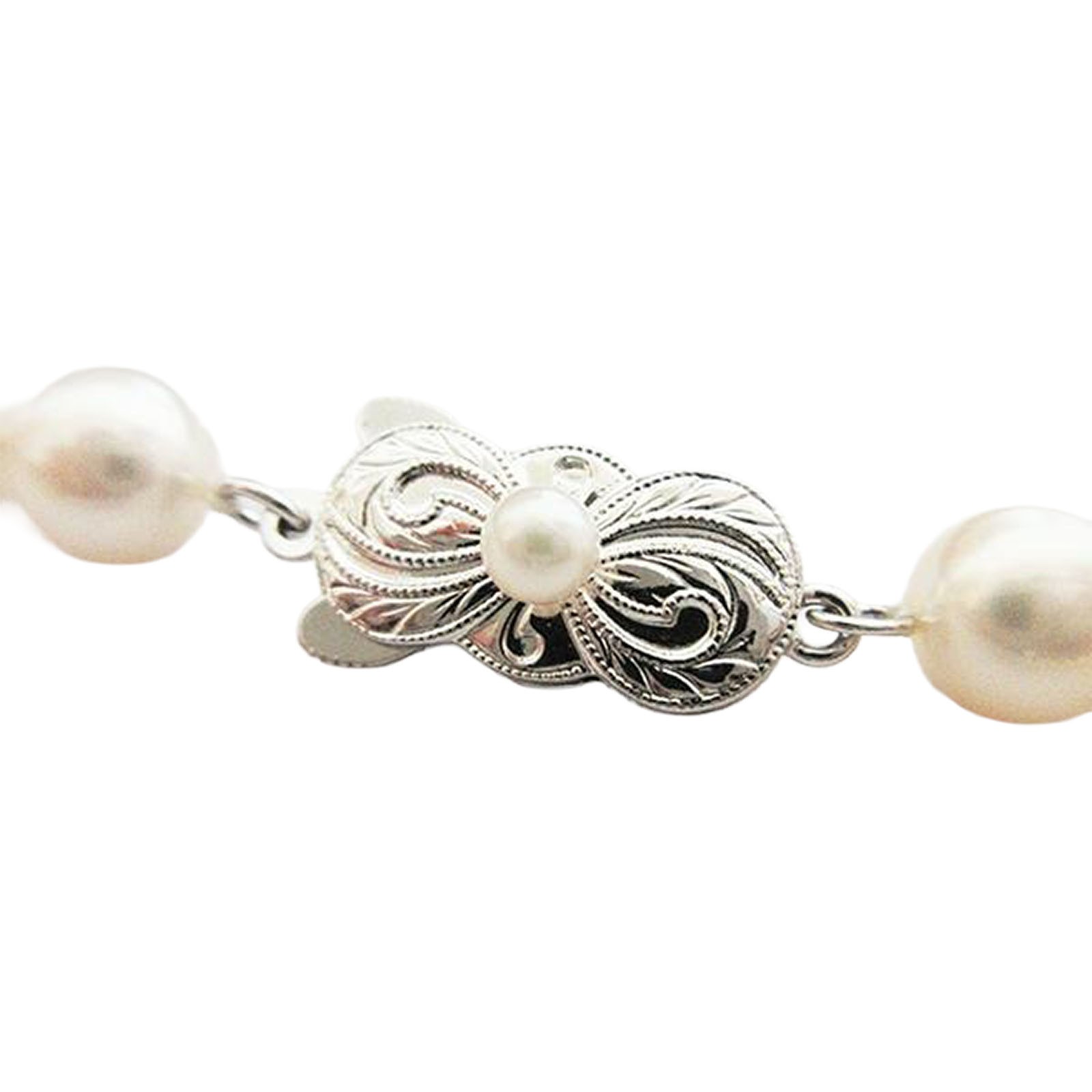 Mikimoto Akoya Pearl 7 7.2mm Choker Necklace Vtg Silver Clasp Box 8 Pearls Japan