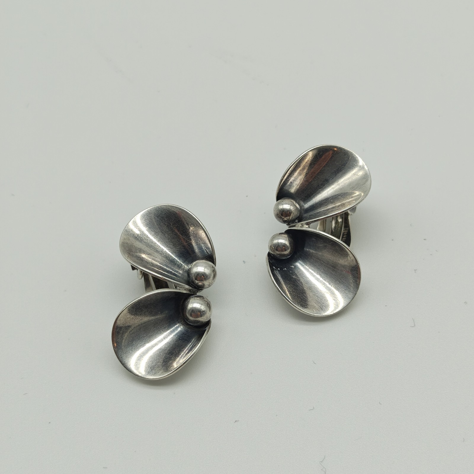 Niels Erik N. E. From Denmark Sterling Silver 925 Clip On Earrings Modernist