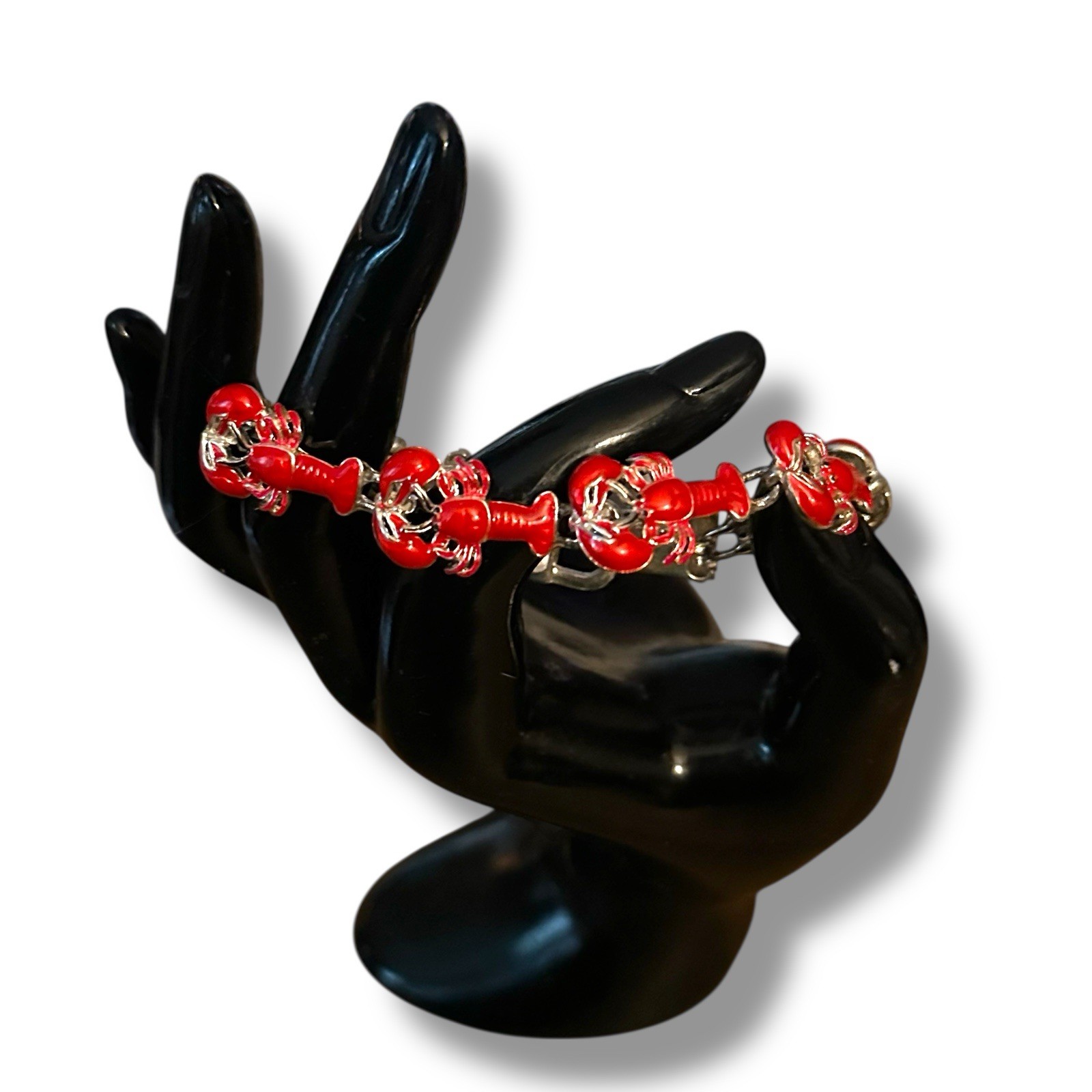 Vintage red lobster link bracelet
