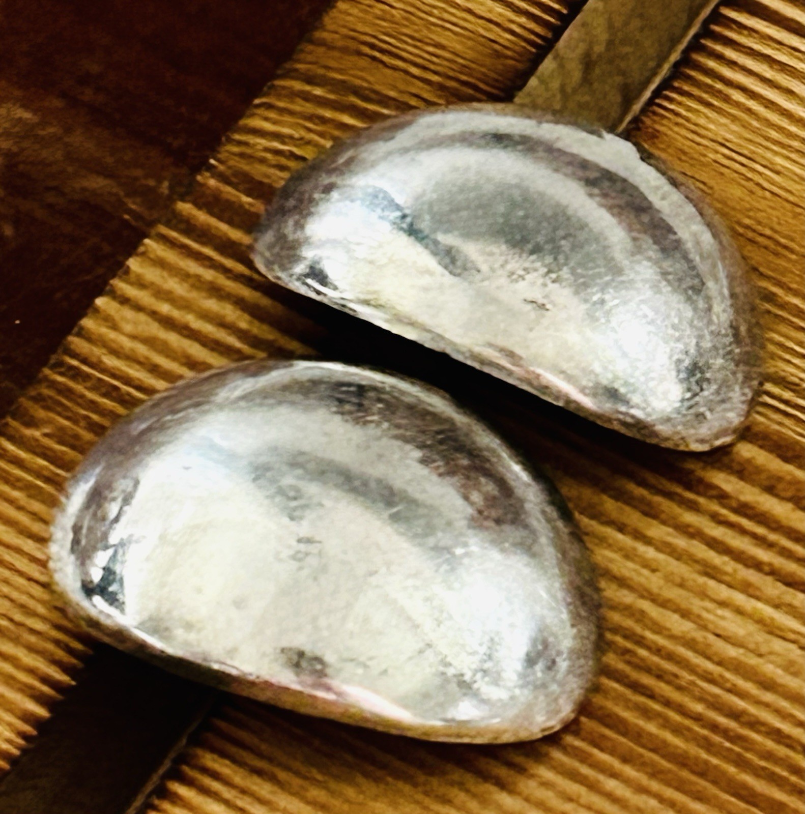 Vintage Modernist 925 Sterling Silver Oblong Puffy Dome Post Earrings 13.05 Gr.