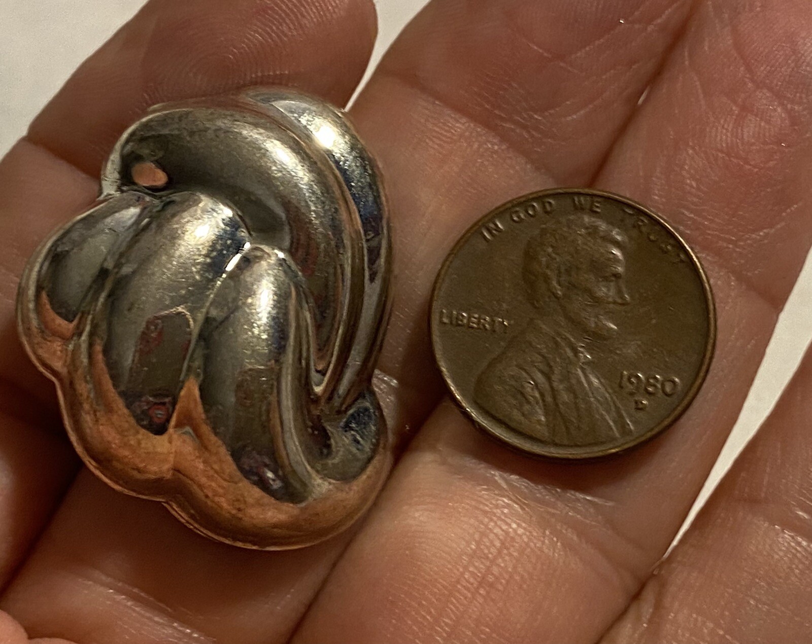 Vintage statement earrings silver tone knot pierced very light