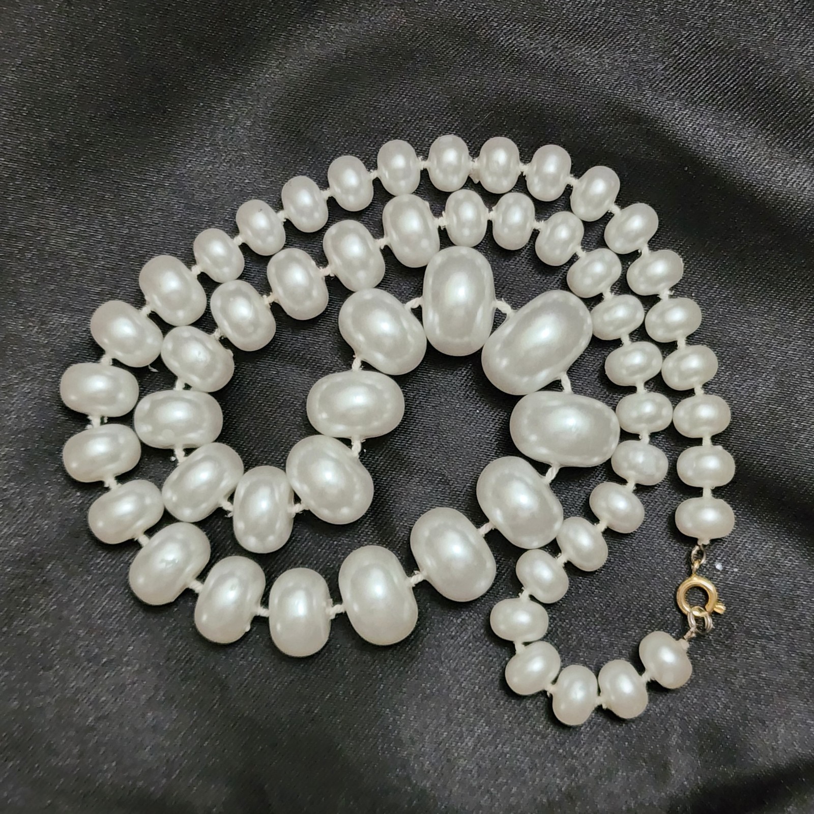 2 set VTG Baroque & Egg Shaped Faux Pearls 23.5 in Old Hollywood glamor MCM
