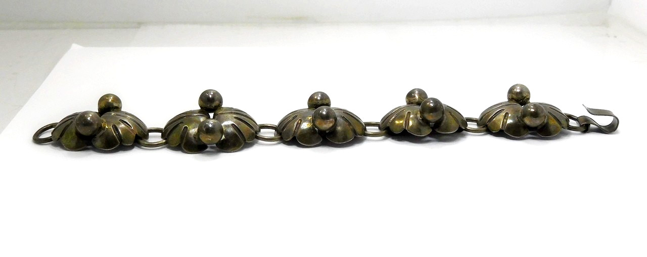 Early Taxco Mexico Fine Silver 980 Artisan Abstract Link Bracelet ~ 44.2 Grams
