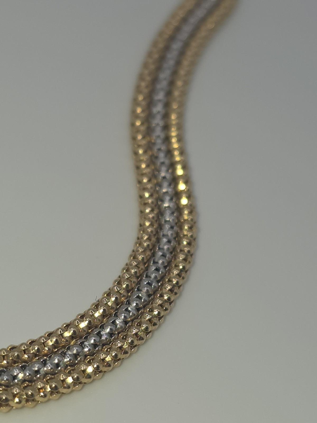 14k Two Tone Gold Vintage Estate Bead Popcorn Necklace Mesh GORGEOUS ELEGANT