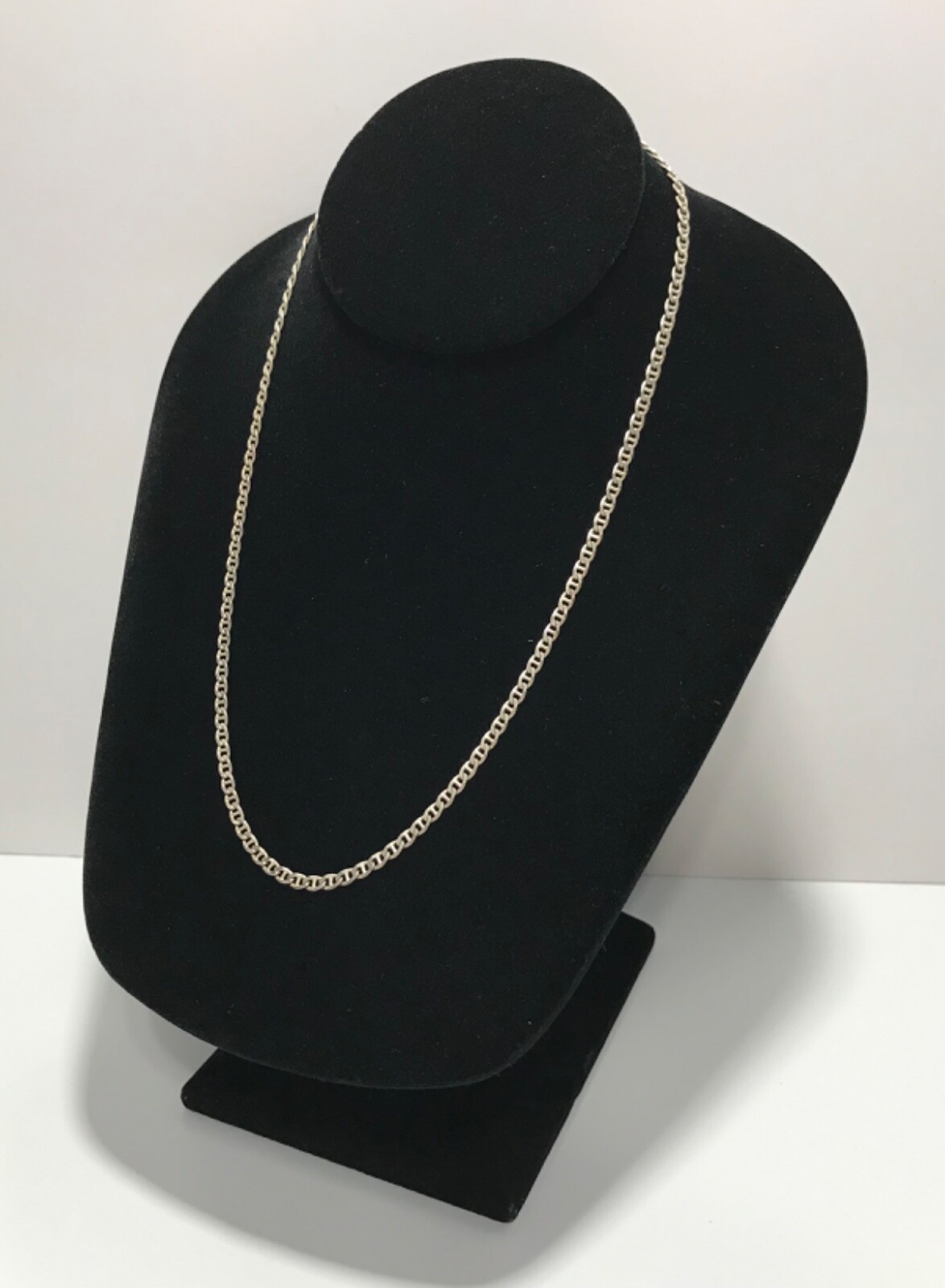 Vintage Sterling Silver 925 Italy Anchor Mariner Link Necklace 18.5~3.20mm
