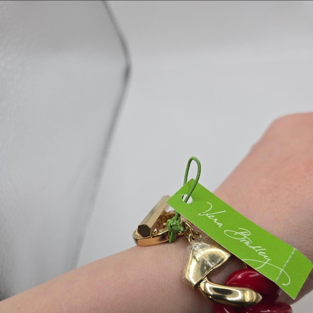 Vera Bradley Colorful Link Bracelet Gold Red Chunky Link NEW with tags