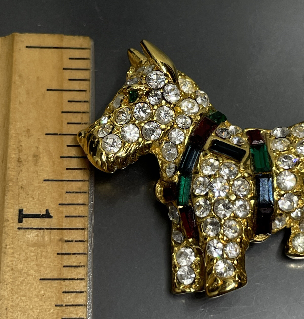Vtg Kenneth Jay Lane KJL Brooch Scottish Terrier Dog With Rhinestones Signed✨