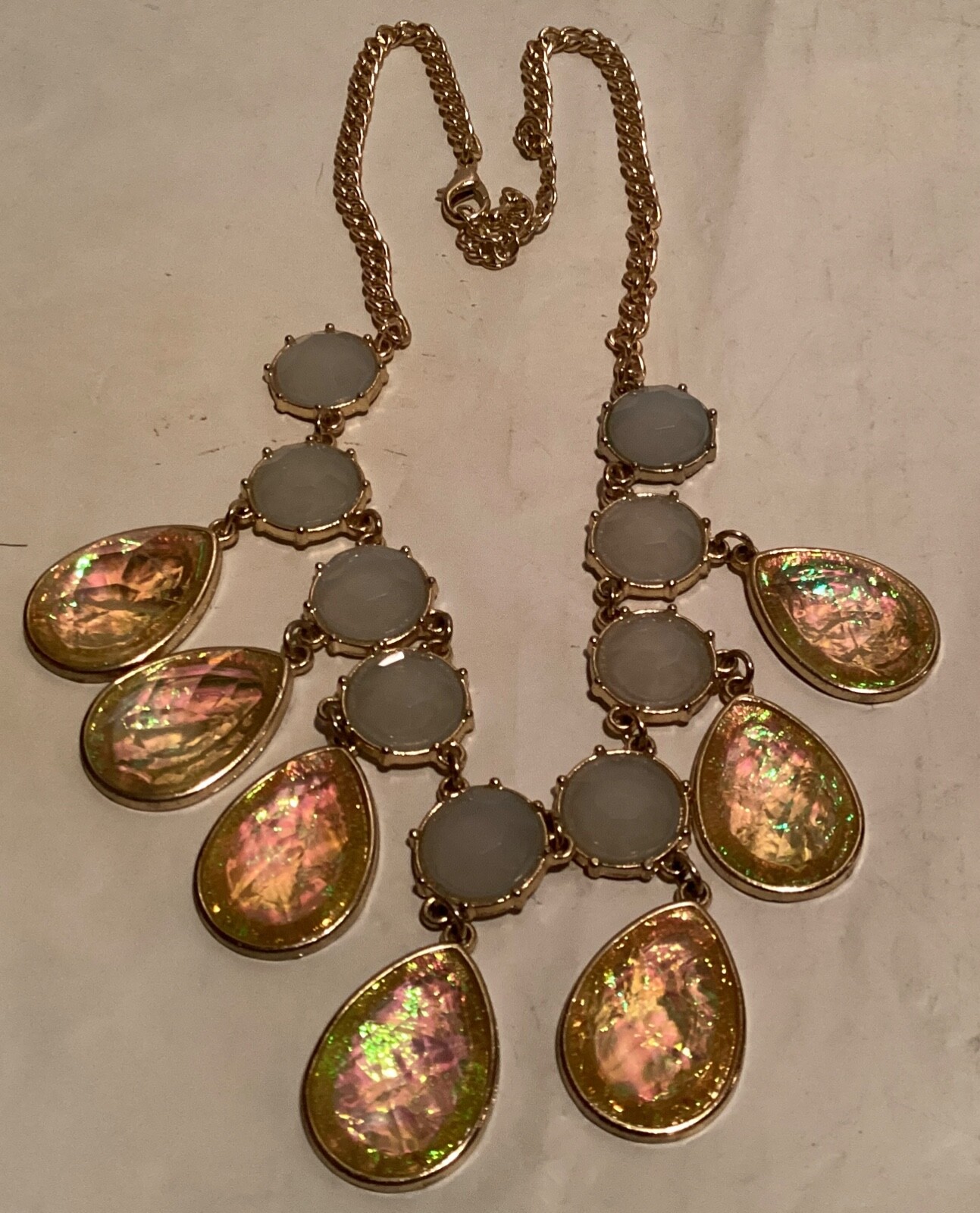 Sugarfix by Bauble Bar Facetted Teardrop Statement Necklace 18″ USED