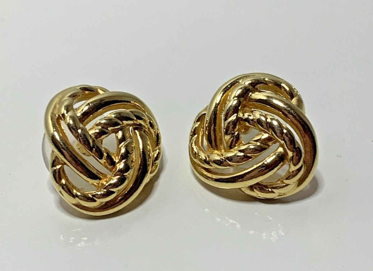 Vintage Estate Find Gold Metal Knotted Rope Nautical Post Earrings