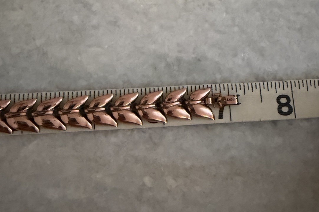 Vintage MCM Renoir Copper Bracelet Clip On Earring Set All Signed