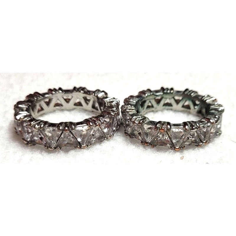 Lot of 2 Vintage 60s-80s Silver Tone Eternity Ring Bands Open Back Sizes 9 & 10