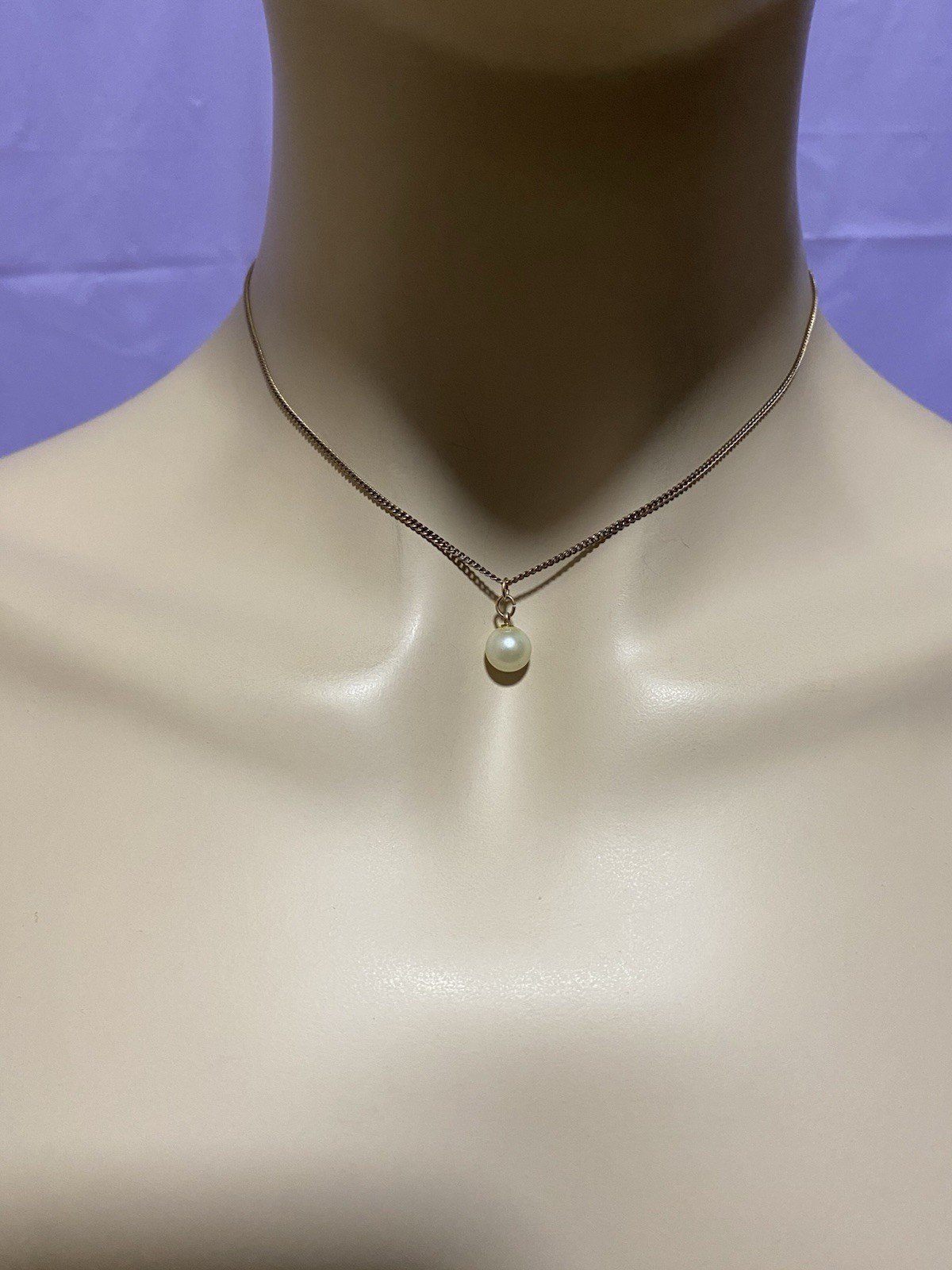 Vintage 12k Gold Filled Pearl Solitaire Necklace Approx 16 Inches