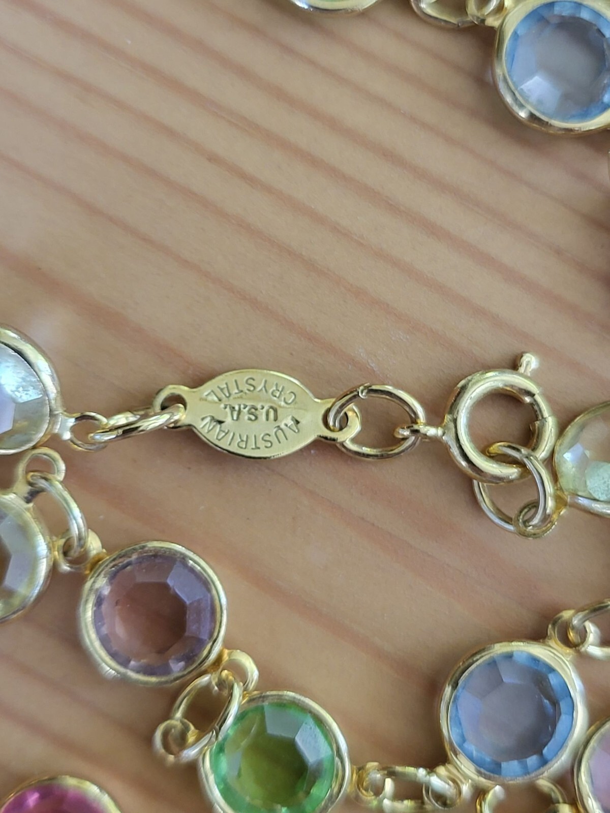 Vintage Pastel AUSTRIAN Crystal USA Bezel Set Crystals Necklace