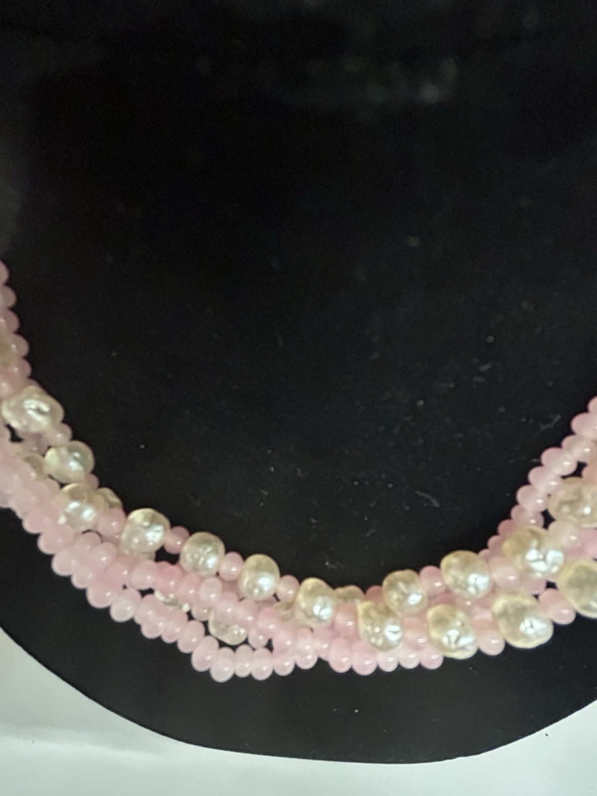 Miriam Haskell Pink Glass Bead And Faux Pearl Necklace/choker