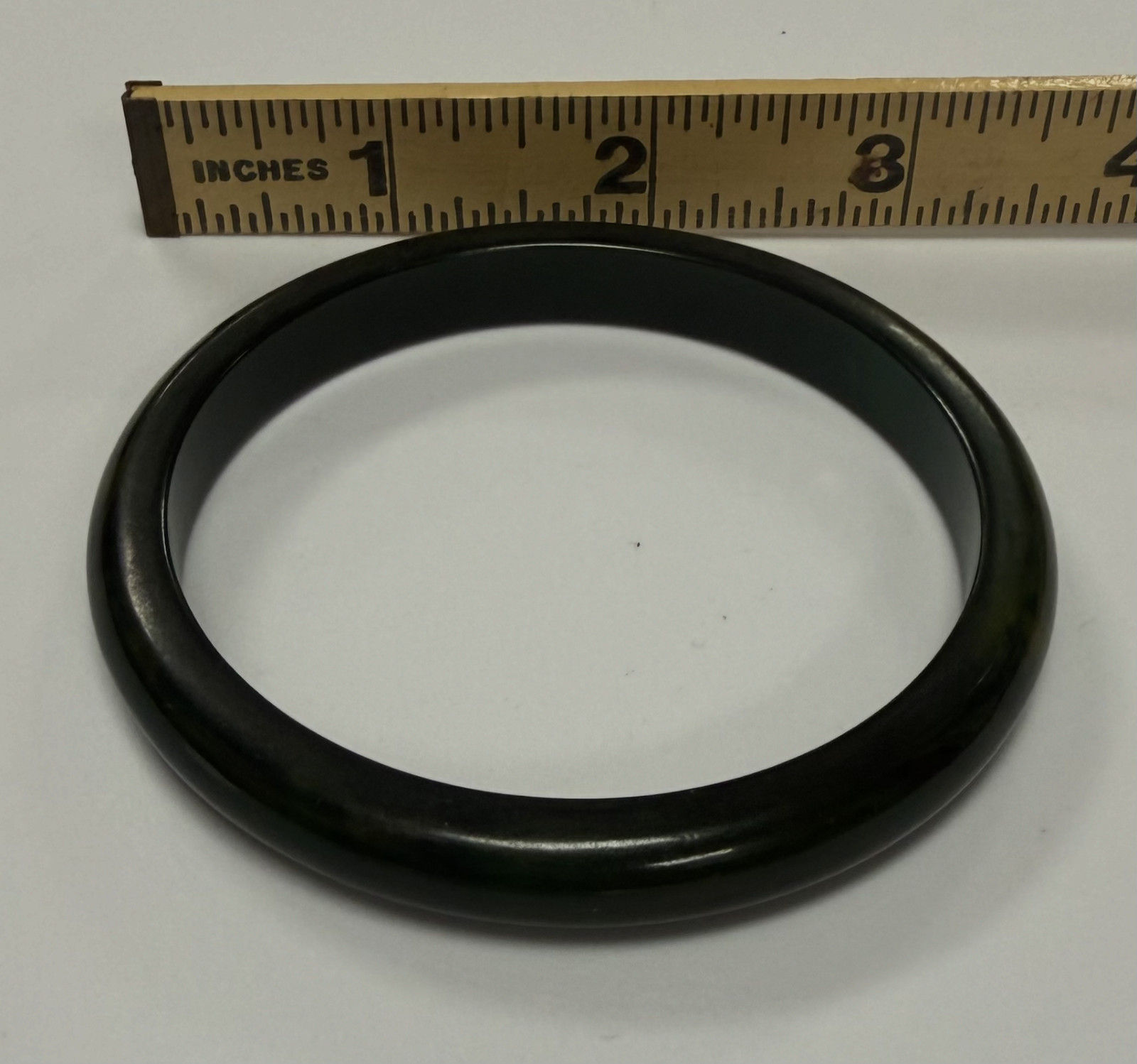 VINTAGE DARK FOREST GREEN MARBLED TESTED BAKELITE BANGLE BRACELET ART DECO
