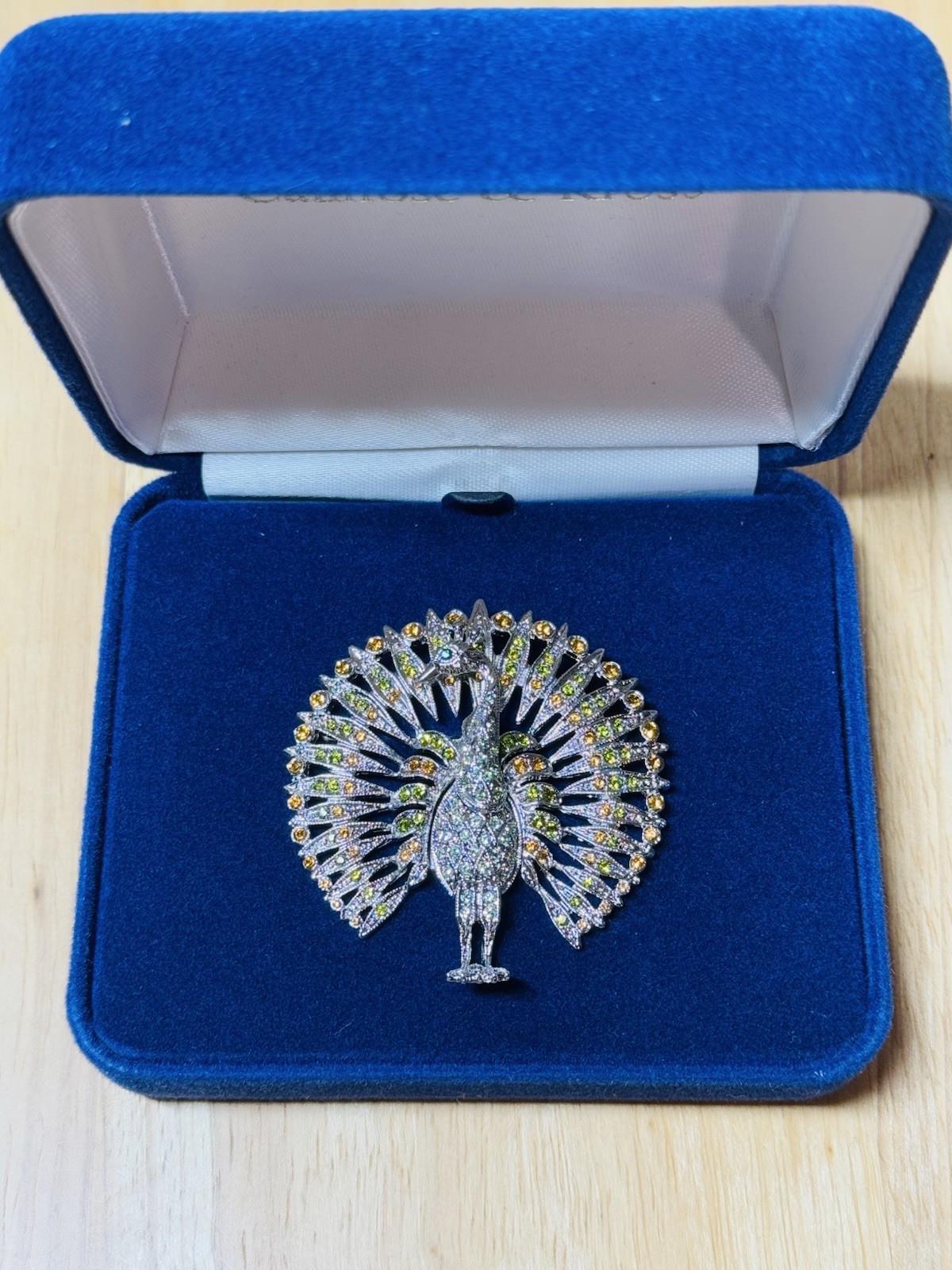 Vintage Jacqueline Kennedy JBK Camrose & Kross Rhinestone PEACOCK Bird BROOCH
