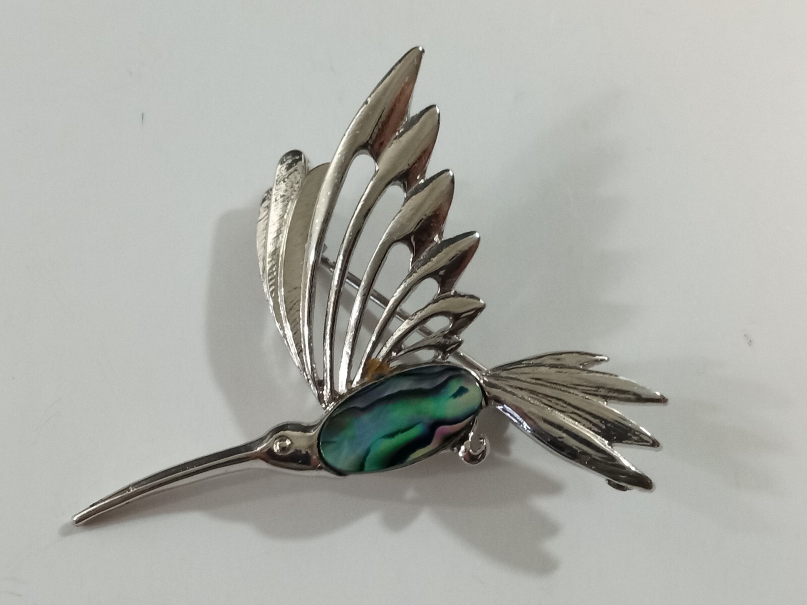 Ariki Paua Shell from New Zealand Hummingbird Brooch Pin