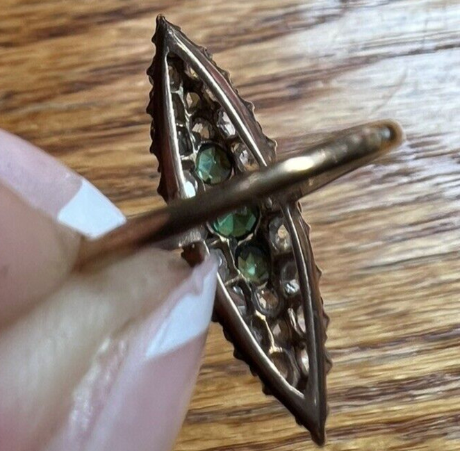 Stunning Antique Victorian Emerald & Rose Cut Diamond Ring