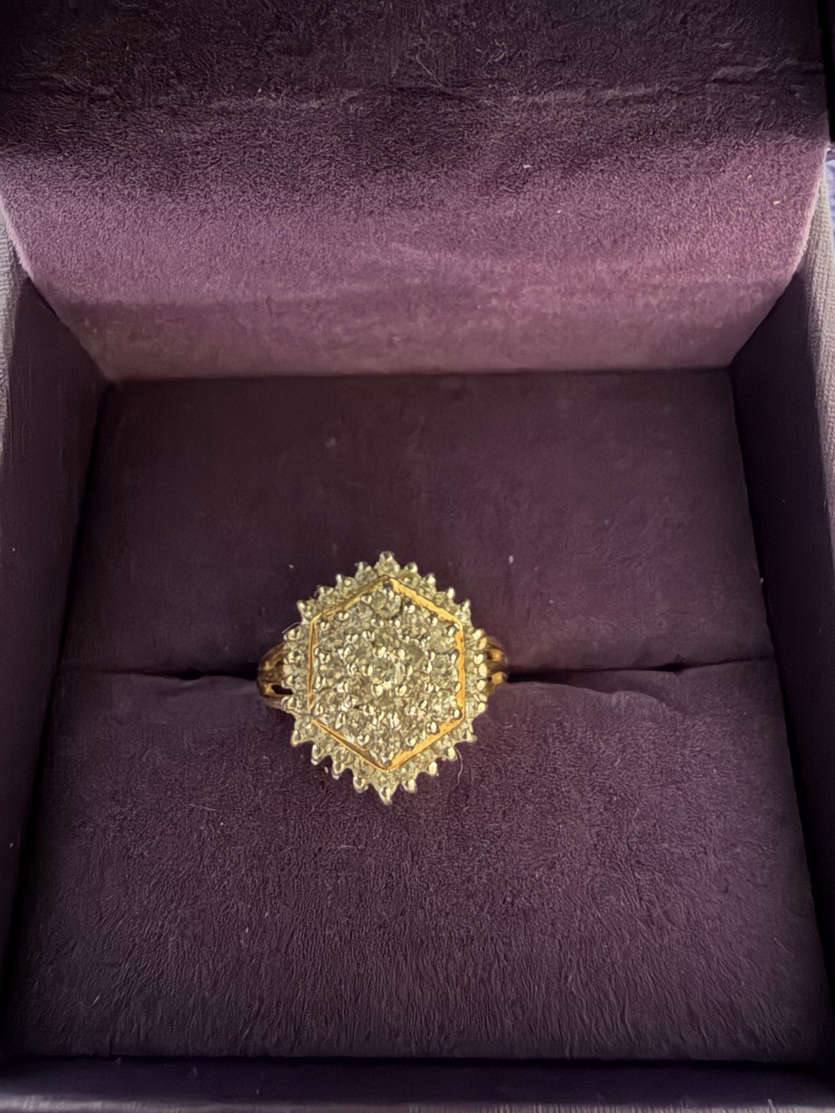 C. 1980 Vintage 1.15 ct. t.w. Diamond Cluster Ring in 14kp Gold. Size 7.5