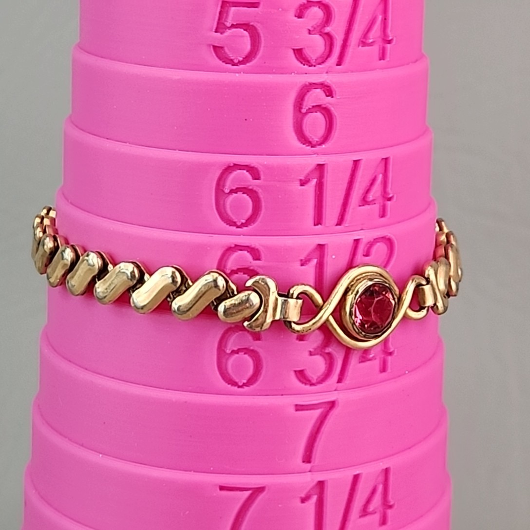 Vintage Sweetheart Expandable Bracelet 12K Gold Filled Pink Rhinestone