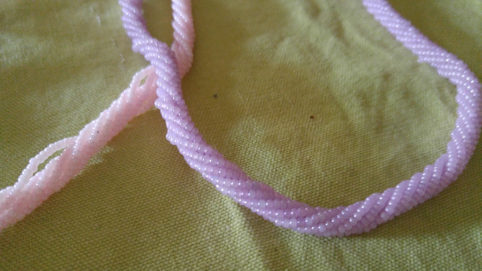 Vintage LOT 3 Necklace sead bead choker twist pink blue purple 16″ long