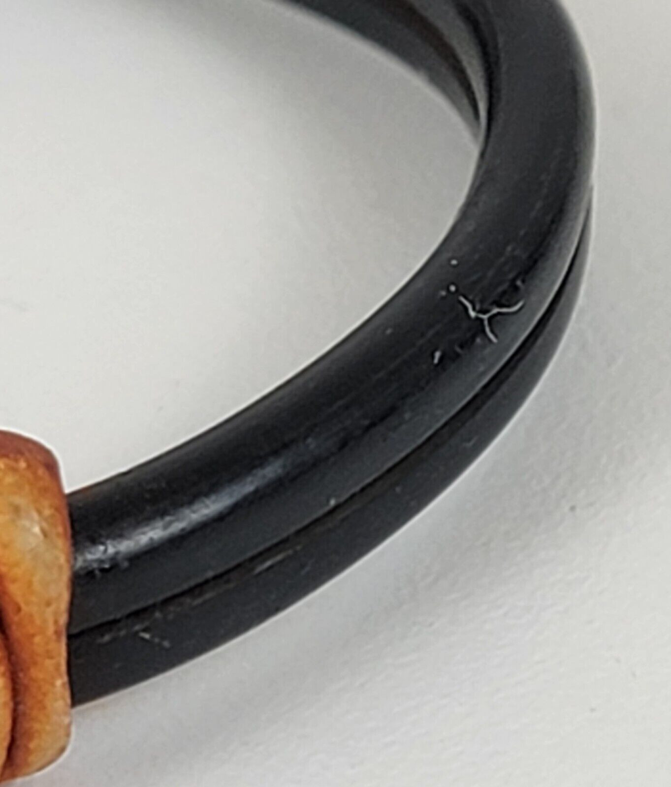 Vintage 70’s Southweat Ceramic And Leather Cuff Bracelet Hook Clasp 7.25 In