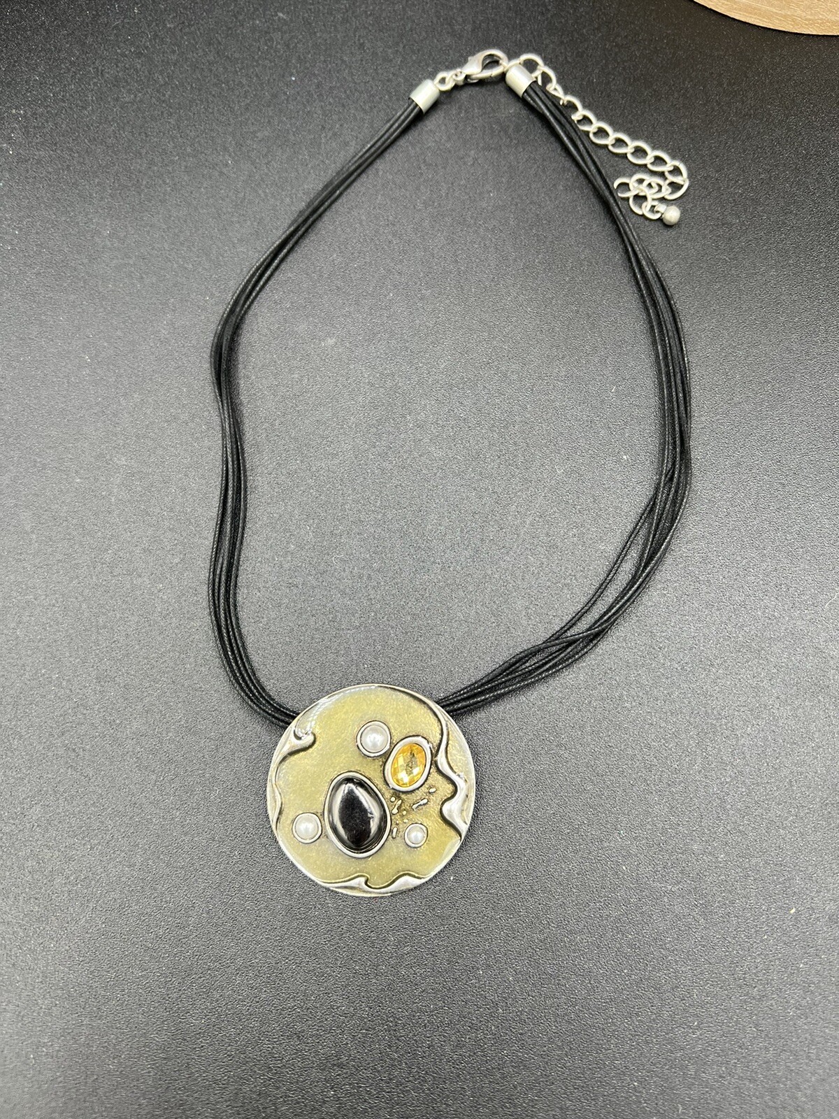 Multiple Strand Necklace With Ornate Pendant 16” + 3” Extender
