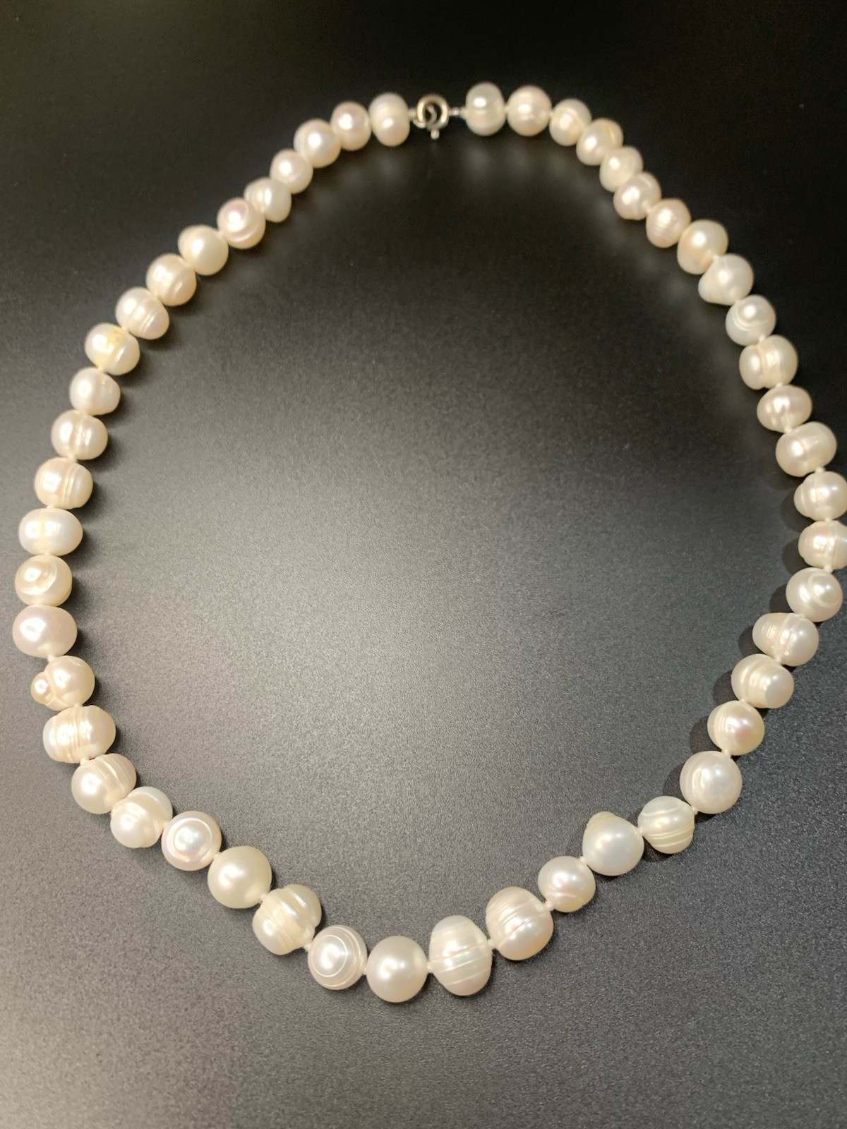 VTG Genuine Natural Freshwater Pearl 925 Sterling Silver Clasp Necklace 45cm