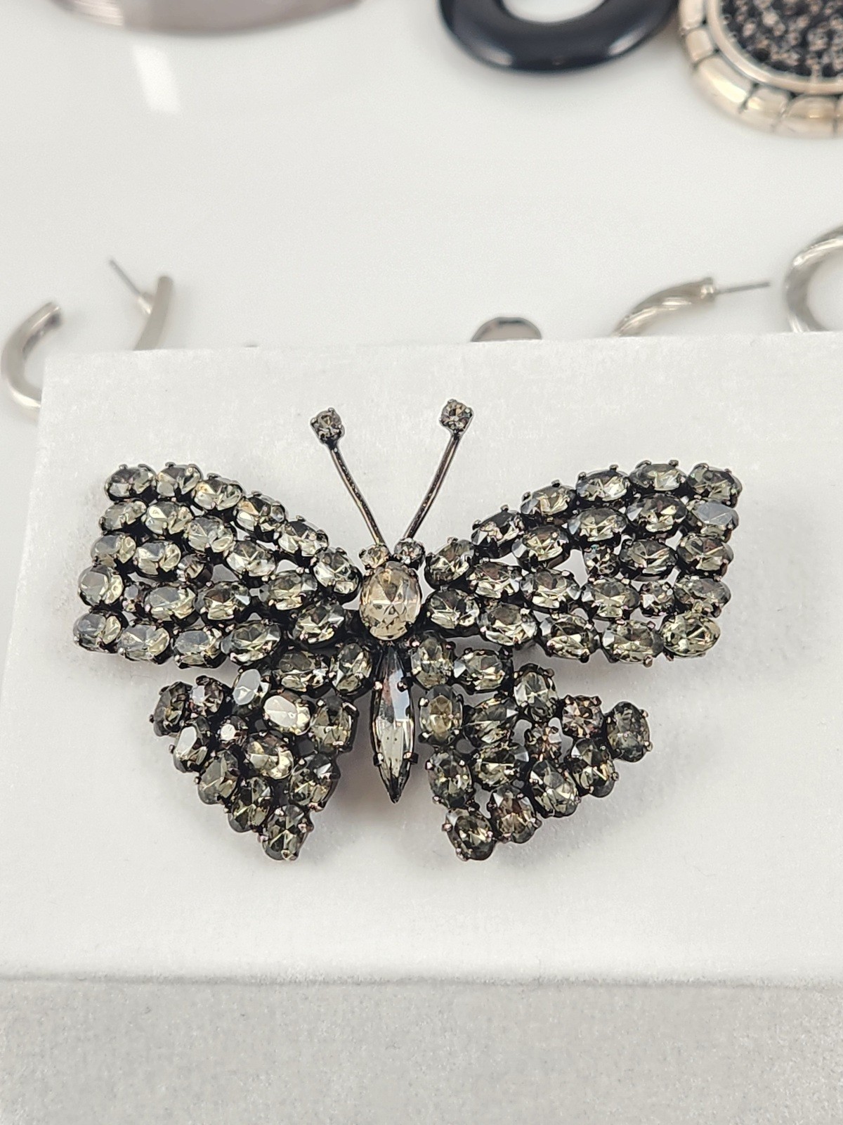 Vintage Silver Tone Jewelry lot butterfly brooch chain earrings bracelets crafts