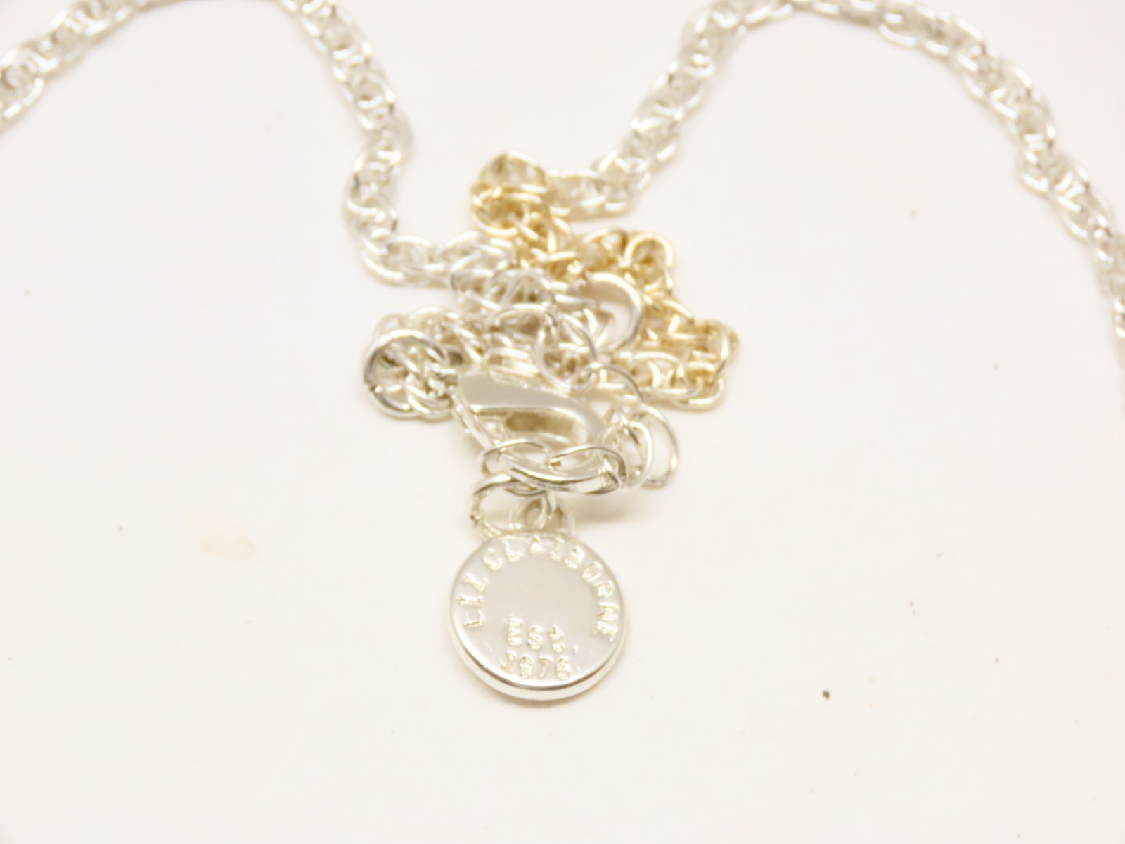 Necklace Pendant Liz Claiborne Vintage Silver Tone Slight Discolor Chain D5372